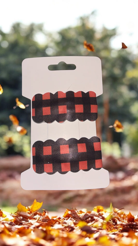 Orange and black plaid