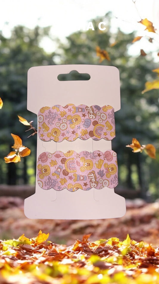 Purple fall ear pumpkin clips